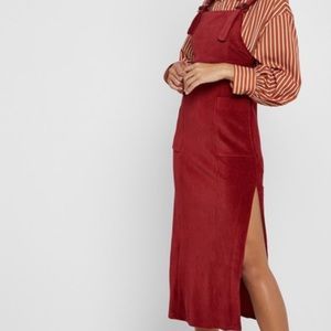 TopShop Burgundy Corduroy Pinafore Dress